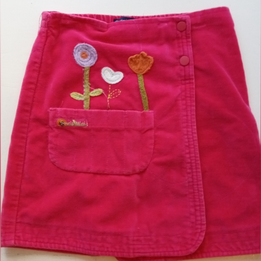 💫Souris Mini Kids Pink Floral Embroidered Girl's Wrap Skirt
